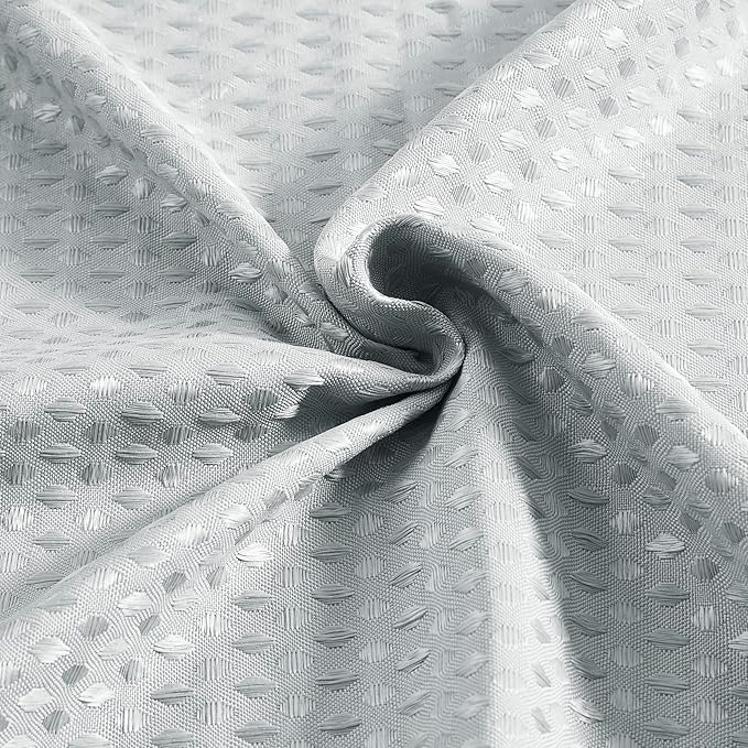 Indecor Home Luxury Dobby Weave Shower Curtain Elegant Hotel Style Fabric for Bathroom, Water Repellent, Machine Washable Light Grey Dobby