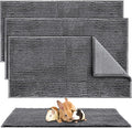 Amylove 4 Pcs Guinea Pig Cage Liner Guinea Pig Bedding Dog Door Mat for Muddy Pet Paws Washable Chenille Pee Pads Small Animal Sleeping Bed for Bunny Hamster(47 x 24 Inch,Rectangular,Dark Gray)