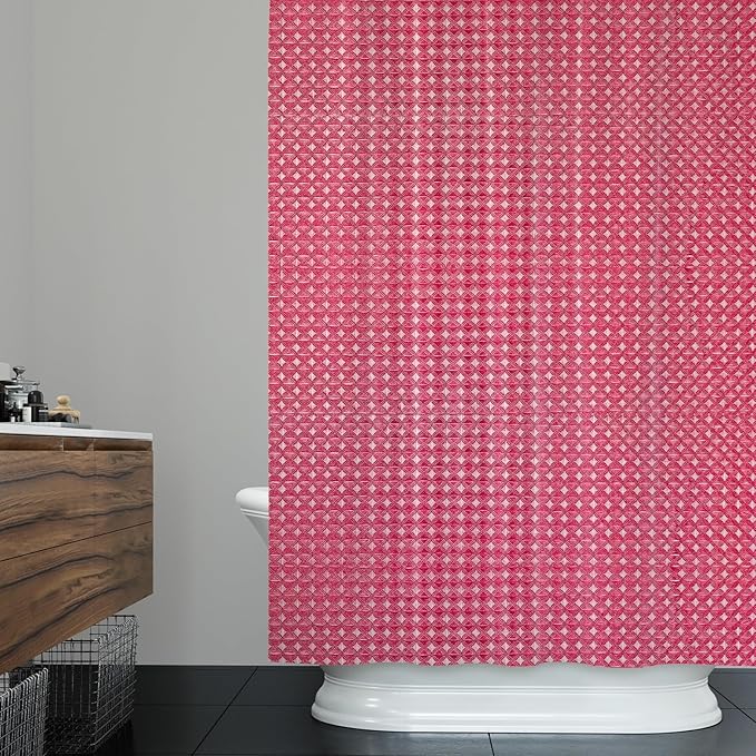 ggaimwf 72x78 Inch Solid Color Shower Curtain for Bathroom Waffle Bath Water Resistant Fabric Curtains Telemagenta Modern Thick Shower Stall Curtain with Metal Hooks
