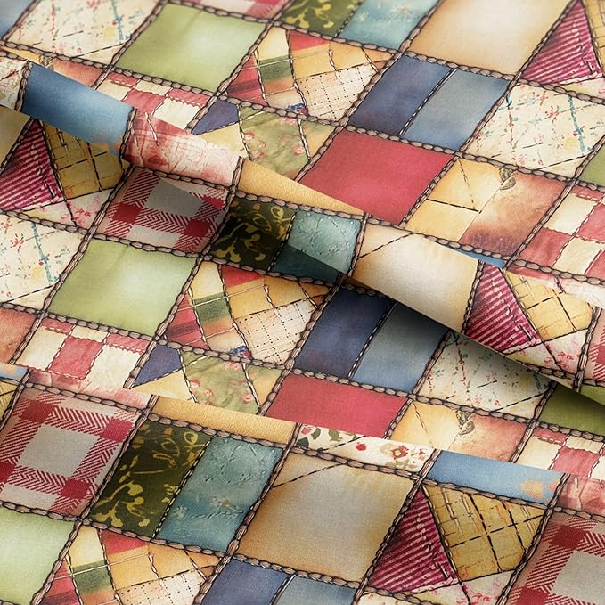 Harvest Cottage Patchwork Cotton Fabric – Premium Turkish Printed Cotton 140 GSM, Pre-Cut 61 x 36.6 Inches, Quilting & Sewing Fabric for Crafts, Home Decor & DIY Projects