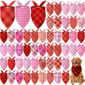 Abbylike 50 Pcs Valentines Day Plaid Dog Bandanas Bulk Pink Red Bandanas for Dogs Triangle Kerchief Bibs Scarf for Pet Romantic Costume Photo Props Accessories Pet Shops Groomers (31.5 x 21.7 x 21.7)