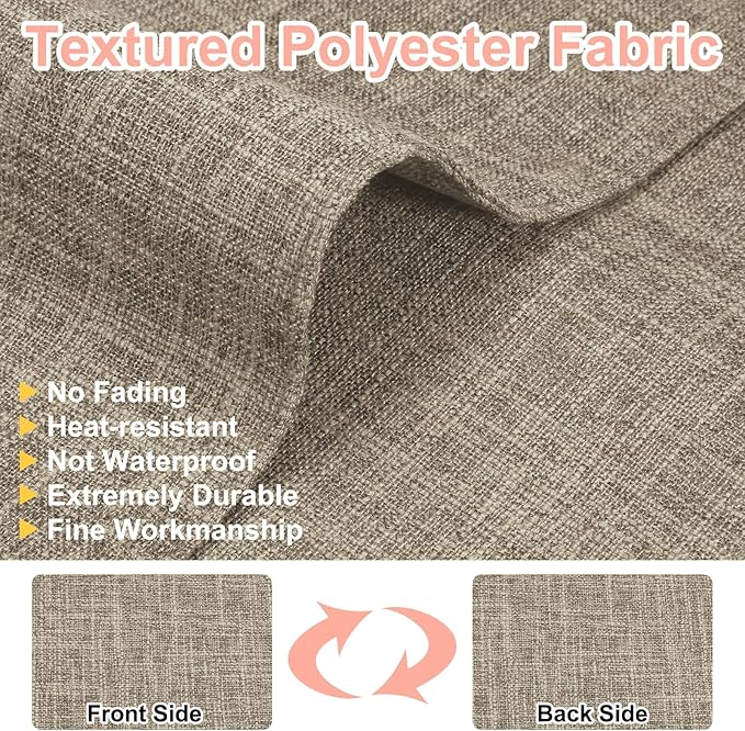 HARFINGTON 4pcs Linen Fabric Placemats 12" x 18" Polyester Rectangle Place Mats Machine Washable Heat Resistant Kitchen Table Mats for Outdoor Indoor Party Family Holiday, Light Brown