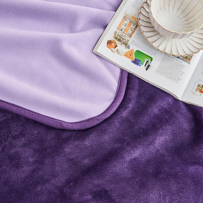 Yaning Waterproof Blanket 40"x60" for Adults, Reversible Waterproof Bed Cover for Dogs Cats Pets, Soft Leakproof Blanket for Bed Couch Sofa Furniture Protector, Dark Purple/Light Purple