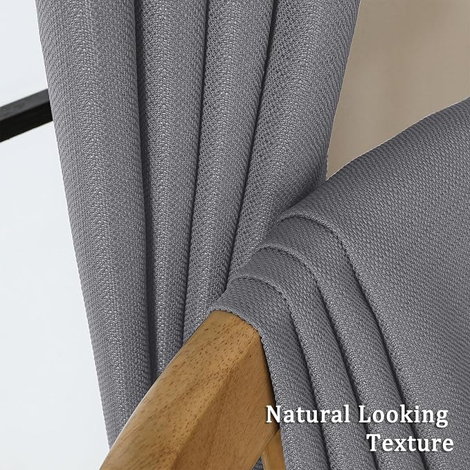Lecloud Bessie Dark Grey Kitchen Curtains 36 Inch Length 2 Panels Set, Faux Linen Textured Curtain Tiers, Light-Filtering Window Short Curtains for Basement Dining Room, Each 30 W x 36 L