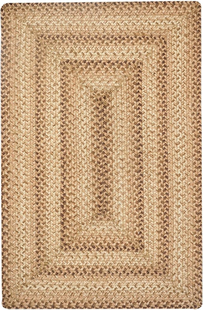 Homespice Cookie Dough Jute Braided Oval Rugs 4x6' - Brown Farmhouse Braided Rug for Bedroom and Living Room