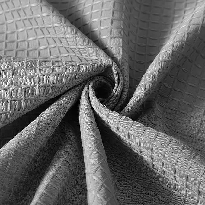 Indecor Home Luxury Waffle Weave Shower Curtain Elegant Hotel Style Fabric for Bathroom, Water Repellent, Machine Washable Dark Grey Waffle