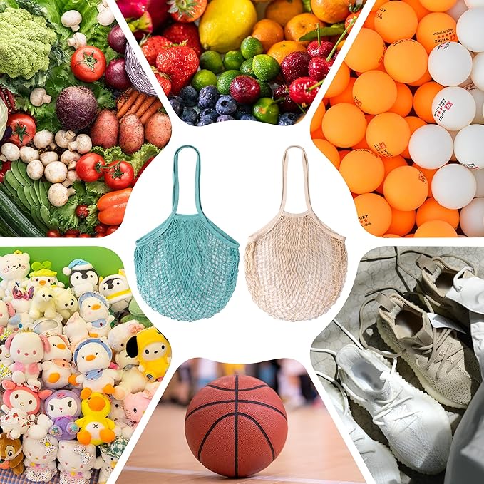 DRWSSR 2pcs Fashion Storage Mesh Bag Reusable Fruit Mesh Bag Shopping Mesh Bag Pure Cotton Portable Mesh Bag Shopping Bag