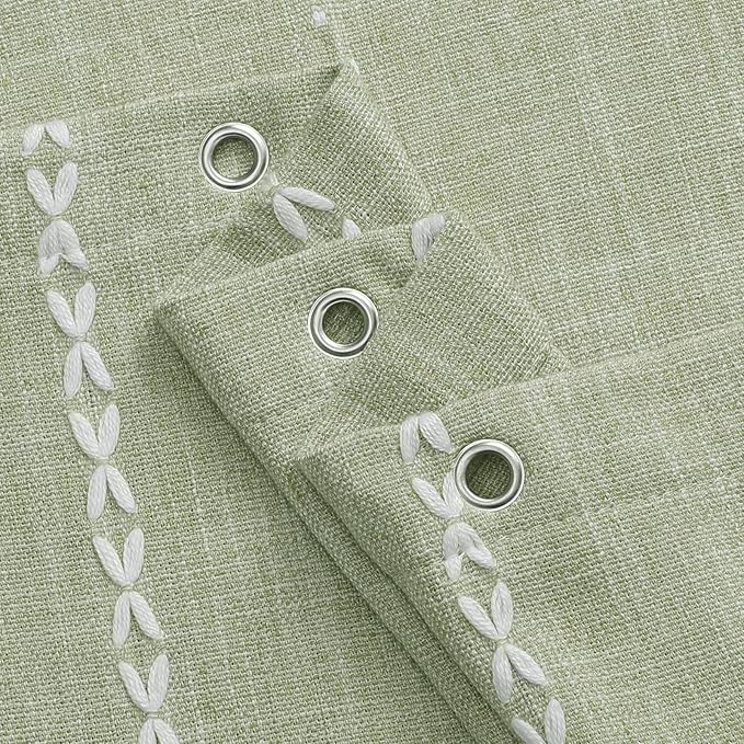 MitoVilla Sage Green Boho Shower Curtain for Vintage Rustic Bathroom Decor, Modern Farmhouse Polyester Linen Fabric Neutral Wrinkle Resistant Cloth Shower Curtain with Tassel, 72 x 72