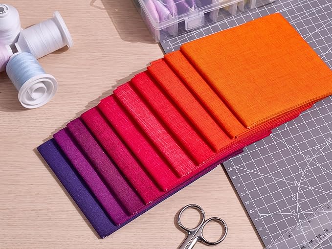 Craftido - 11 Options Solids with Tweed Tonals - Assorted Color Cotton Quilting Fabric Bundles 10pcs Fat Quarters 18"x21" - Medium Weight 5.2oz - for Quilting, Sewing and Crafts - Different Reds