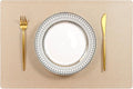 Faux Leather Gold Placemats, PU Table Mats, Set of 4, Waterproof, Heat Resistant, Non-Slip, Easy to Clean for Kitchen Dining Table,Conference Table