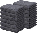 Kitinjoy 100% Cotton Waffle Weave Kitchen Towels, 12-Pack Super Soft and Absorbent Kitchen Dish Towels for Drying Dishes, Kitchen Hand Towels, 13 in x 28 in, Dark Grey