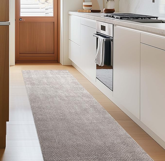 Well Woven Custom Size Hallway & Stair Runner- Harlow Pompeii Taupe 31 Inches Wide x 65 Feet Long Runner (31" x 65') Runner Rug - Modern Chevron Pattern, Ultra-Soft, Easy-Clean