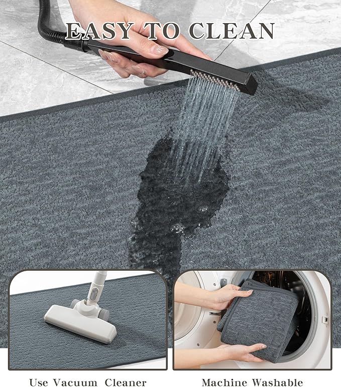 chakme Bathroom Rugs Mat 24x17, Ultra Thin Non Slip Bath Mat Small Quick Dry Absorbent Bath Mat for Bathroom Floor, (Light Blue, 24"x17")