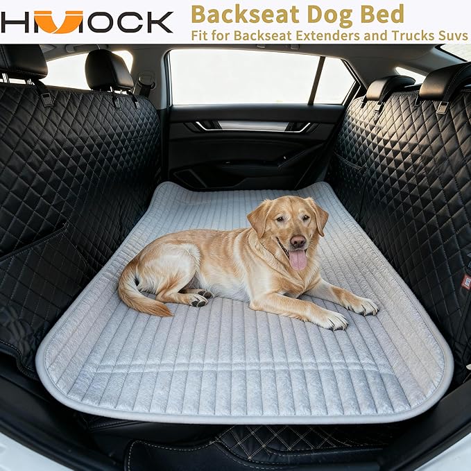 HMOCK Backseat Dog Bed for Car Back Seat, Dog Mat for Car Backseat Pet Bed Mat, Non-Slip Travel Pet Mat, Fit for Backseat Extenders and Trucks Suvs (Grey, 27.5x55 Inch)