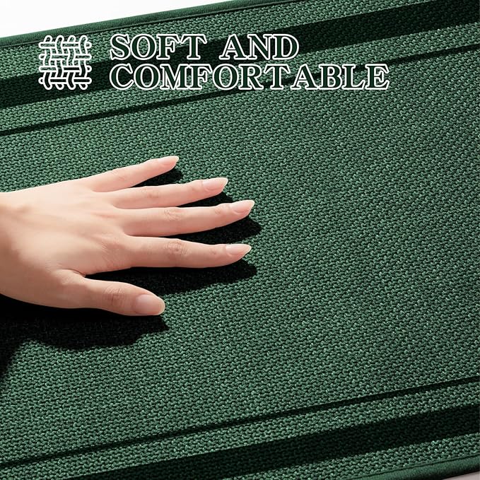 chakme Bathroom Rugs Mat 24x17, Ultra Thin Non Slip Bath Mat Small Quick Dry Absorbent Bath Mat for Bathroom Floor, (Dark Green, 24"x17")
