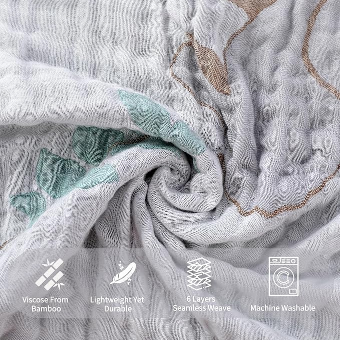 HardNok Ultra Soft Muslin Baby Blanket, A Versatile Swaddle and Bed Blanket for Babies, Toddlers, Boys, and Girls (Forest Elephant 1 Pack).