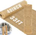Buryeah 40 Inch x 33 ft Burlap Fabrics Roll Natural Gardening Multipurpose Burlap Weed Barrier Garden Landscape High Density Fabric Jute for Outdoor Home Craft Party Decor Wedding