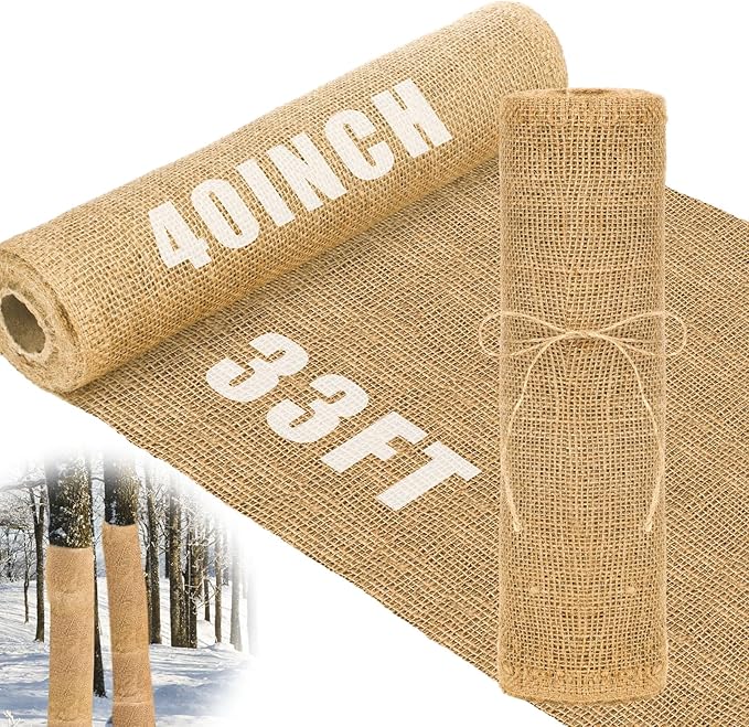 Buryeah 40 Inch x 33 ft Burlap Fabrics Roll Natural Gardening Multipurpose Burlap Weed Barrier Garden Landscape High Density Fabric Jute for Outdoor Home Craft Party Decor Wedding