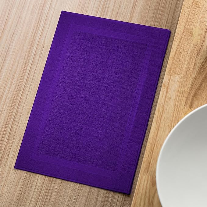 Infinitee Xclusives Premium Cotton Bath Mats for Bathroom – Pack of 2 | 34x22 Inches | Ultra Soft, Super Absorbent, Non-Slip, Machine Washable Mats (Profound Purple) [Not a Rug]
