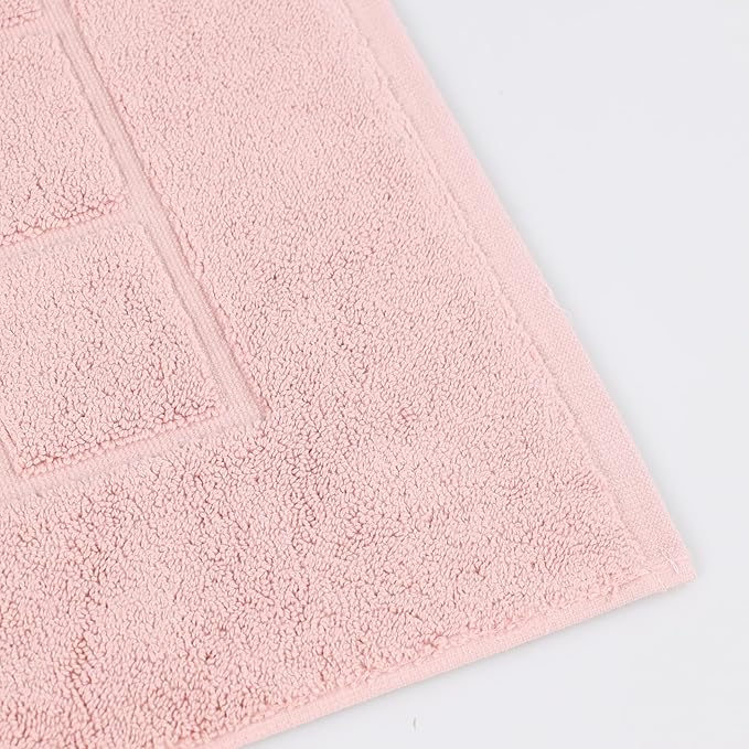 Superior 100% Cotton Bathmat Set, Bath Mats, Bathroom Decor, Shower, Bathtub Essentials, Home Accessories, Small Washable Rug, No Backing, Heavyweight, Nora Collection, Set of 2, 22" x 35", Tea Rose