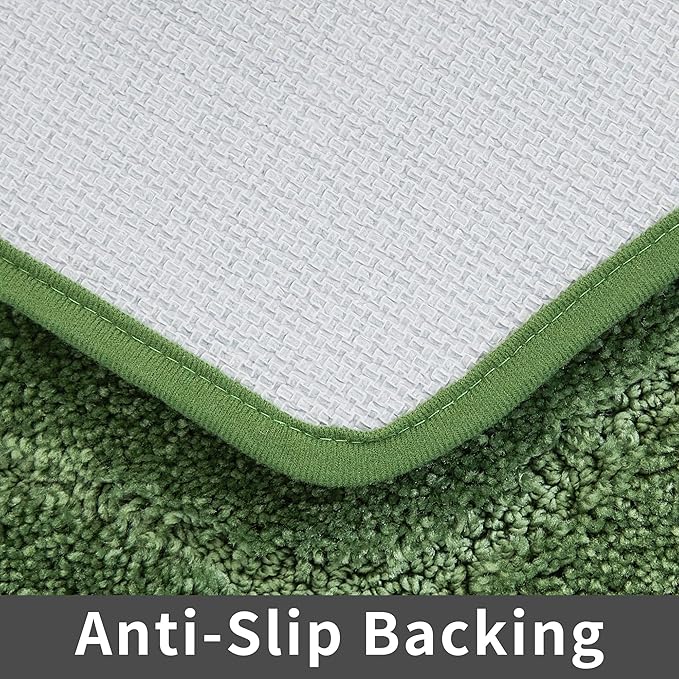 COSY HOMEER Extra Thick Bath Rugs for Bathroom - Anti-Slip Bath Linen Sets Mats Soft Plush Yarn Shaggy 100% Strong Polyester Living Room Bedroom Floor Water Absorbent(Green,17x27 - Inches)
