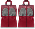 HANOZI Shoe Bags For Travel, Used As For Storage or Shoe Travel Bag, Space Saving When Travelling With This Travel Shoe Bags For Packing, Featuring Waterproof Nylon Sneaker Bag. (Red, 2 Pack, Large)