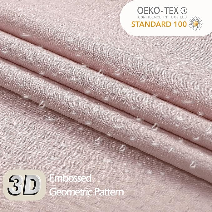 Ebesto Pink Stall Shower Curtain 36 x 72 Inch, Textured Soft Fabric Waffle Narrow Size Modern Shower Small Curtain for Bathroom Hotel, Machine Washable, Water Resistant, 36Wx72L Inches