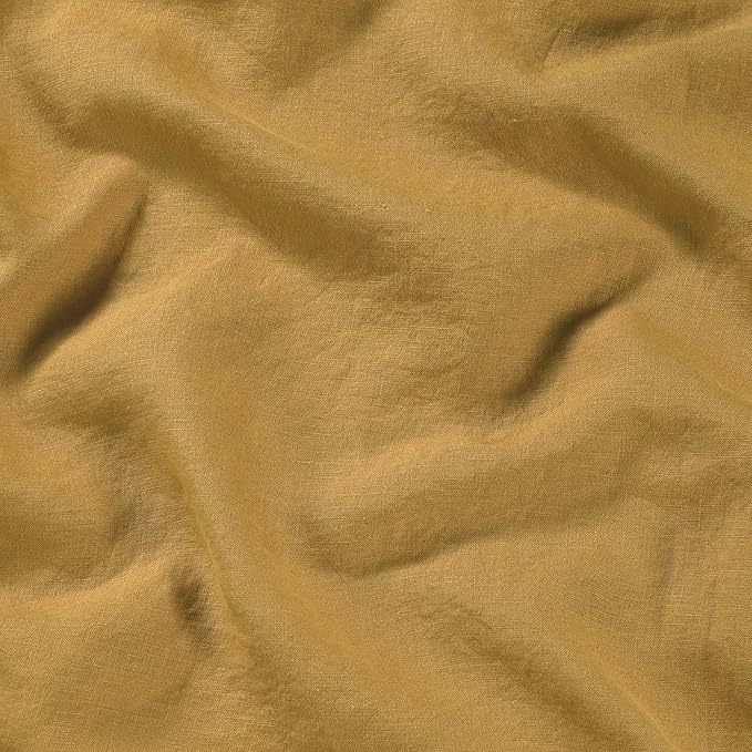 Sijo Stone Washed Organic French Linen Bed Sheet Set, GOTS Certified Organic, Best Cooling Linen Sheet Award by Sleep Foundation, 1 Flat Only (Turmeric, Full/Queen)