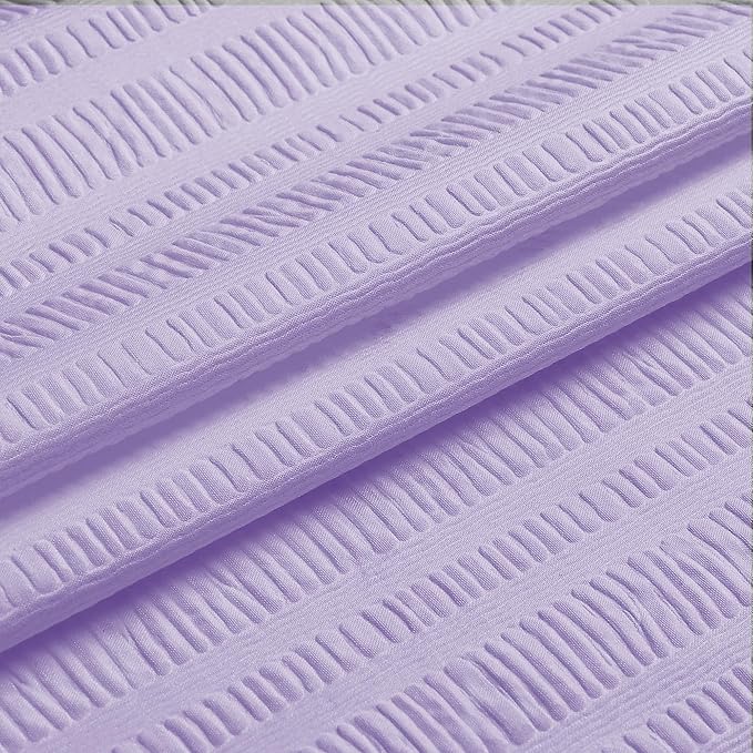 Aiyufeng Light Purple Shower Curtain for Bathroom, Embossed Textured Fabric Shower Curtain for Bathroom - Soft Cloth & Hotel Spa, Machine Washable, 72X84, Light Purple