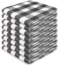 Blue Needles Waffle Weave Check Plaid Dish Cloths, 12x12 Inches 100% Cotton Set of 8 Dish Towels for Kitchen, Ultra Soft & Absorbent Kitchen Towels for Quick Drying Spring Summer - Black & White