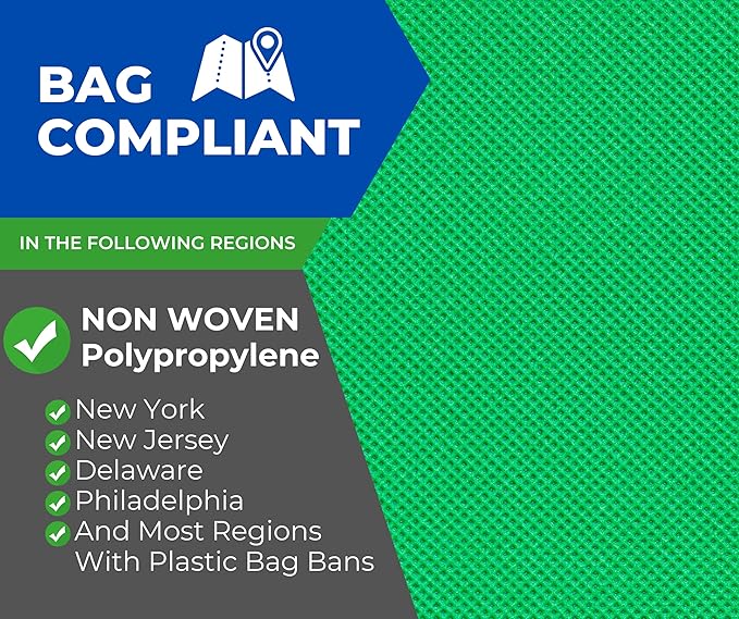 ASSUREPAK Green PP Non Woven Reusable Bags - 200 Bags - 1/8 BBL 10"X5"X18" - 40 GSM - Green -10518GRNPPNWRB40