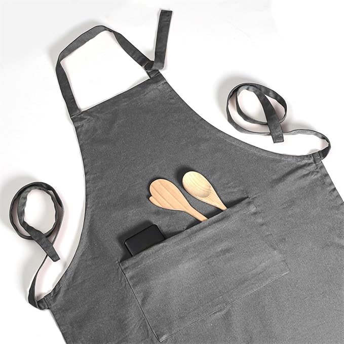 Native Fab Kitchen Apron 2 Pack - 100% Cotton Adjustable, Durable Apron with Pockets, Perfect for Cooking, Baking, Grilling