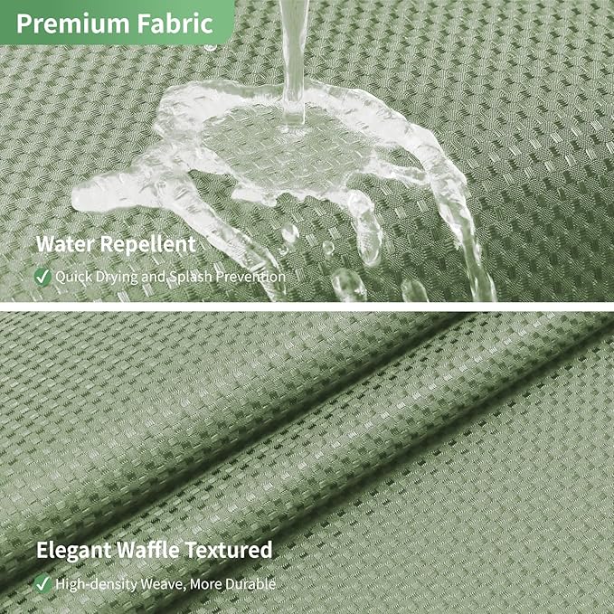 eachope Stall No Hook Shower Curtain with Snap-in Fabric Liner Set,Waffle Weave Shower Curtains for Bathroom,Hotel Luxury Decor Bathroom Curtain Set,Waterproof & Washable,Sage Green,54Wx80H