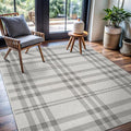 CAMILSON Easy Jute Rug 5x7, Indoor Outdoor Off-White Color Fiber Area Rugs for Living Room Patio and Kitchen Rug Checkred Boho Woven Design, Easy-Cleaning, Washable Outside Carpet (5 x 7)