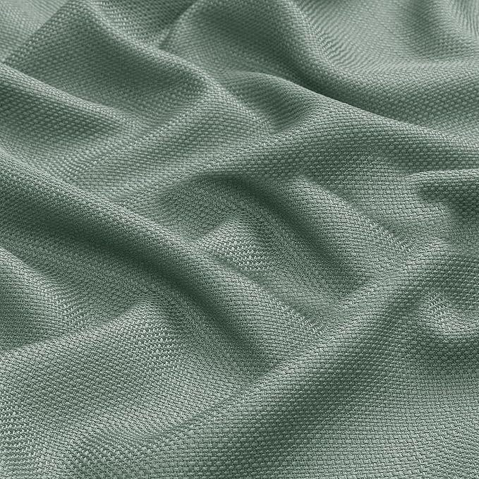 Lecloud Bessie Sage Green Kitchen Curtains 24 Inch Length 2 Panels Set, Faux Linen Cafe Short Curtains with Dual Rod Pocket, Window Curtain Tiers for Living Room/Bathroom, Each 30 W x 24 L