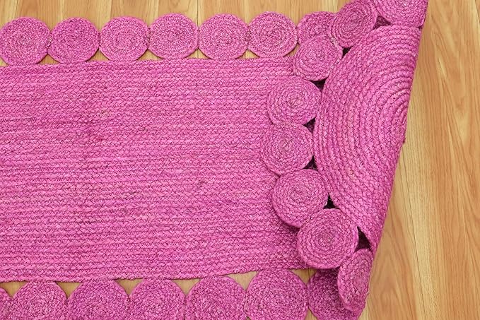 Runner - Oval Rug 4x20 Area Rug Kilim Rug Pink Solid Design 0.27 inches ThickIndoor Outdoor Rug Flatweave Rug High Traffic Area Home & Foyer Corridor Hallway & Stair Runner