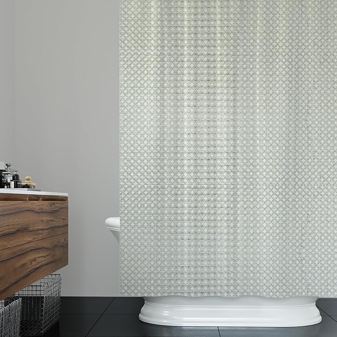 ggaimwf 60x72 Inch Solid Color Shower Curtain for Bathroom Waffle Bath Water Resistant Fabric Curtains Beige Modern Thick Shower Stall Curtain with Metal Hooks
