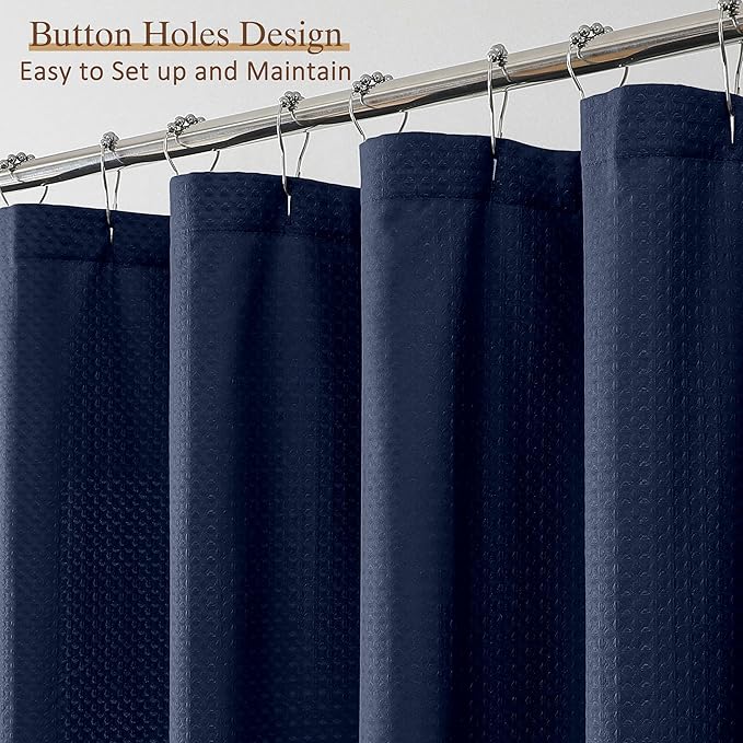 Ebesto Navy Blue Stall Shower Curtain 36 x 72 Inch, Textured Soft Fabric Waffle Narrow Size Modern Shower Small Curtain for Bathroom Hotel, Machine Washable, Water Resistant, 36Wx72L Inches