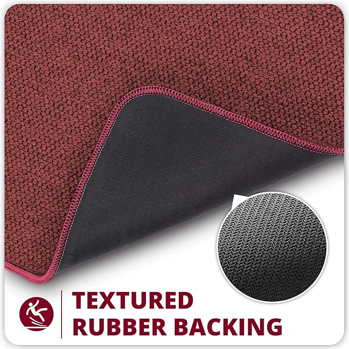 Christmas Bath Mat,Ultra Thin Bathroom Runner Rugs,Large Bath Mats for Bathroom,Quick Dry,Non-Slip,Machine Washable,Low Pile,Bath Rug,Shower Outside,Sink,Home Decor Accessories.Red,2'x5'（24x60inch）