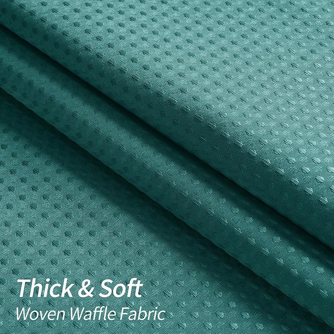 MitoVilla Emerald Green Waffle Fabric Shower Curtain, Heavy Waffle Weave Textured Shower Curtains for Modern Luxury Bathroom Decor, Weighted Hotel Spa Shower Curtain, 72 x 72, Seaweed Green