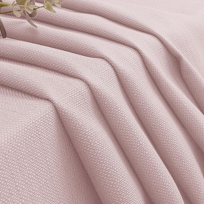 Lecloud Bessie Blush Pink Kitchen Curtains 36 Inch Length 2 Panels Set, Faux Linen Textured Curtain Tiers, Light-Filtering Window Short Curtains for Basement Dining Room, Each 30 W x 36 L