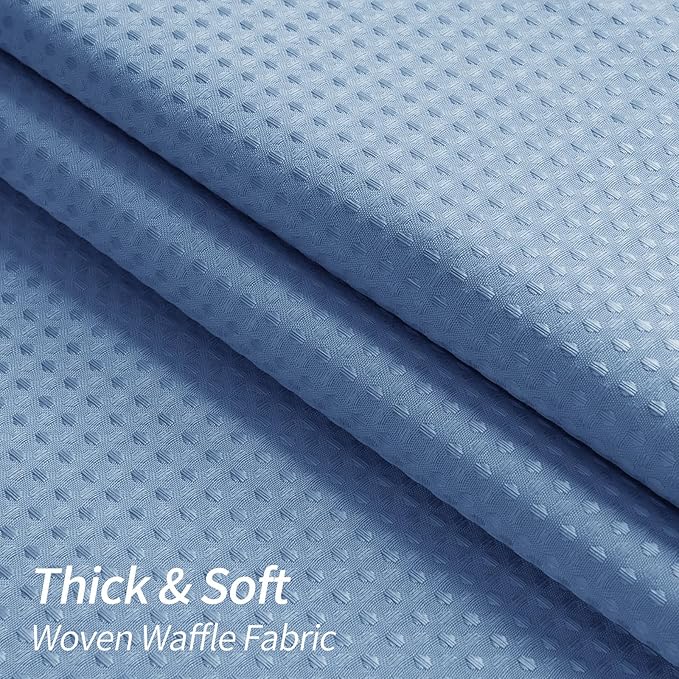 MitoVilla Blue Shower Curtain 72 x 78, Long Waffle Fabric Shower Curtains for Modern Luxury Bathroom Decor, Heavy Duty Hotel Cloth Shower Curtains 78 inch Long, Moonlight Blue