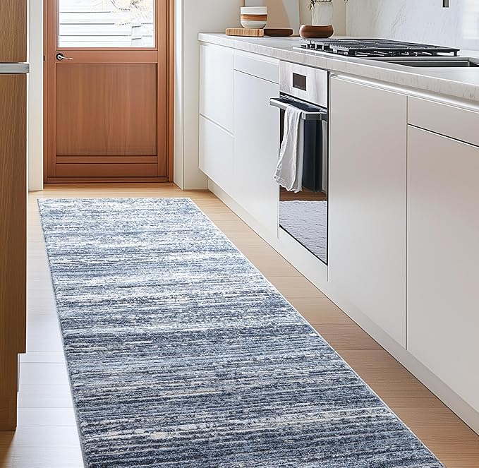 Well Woven Custom Size Hallway & Stair Runner- Harlow Delphi Taupe 27 Inches Wide x 14 Feet Long Runner (27" x 14') Runner Rug - Modern Stripes Pattern, Ultra-Soft, Easy-Clean
