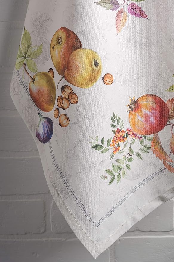 Maison d' Hermine Kitchen Towels Set of 3 100% Cotton 20" x 27.5" Reusable Cloth Tea Dish Towels Absorbent with Hanging Loop for Kitchen Dining Thanksgiving Christmas Decorations (Fruit D'Hiver)