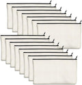 15 Pack Blank Cotton Canvas DIY Craft Zipper Bags Pouches Pencil Case for Makeup Cosmetic Toiletry Stationary Storage