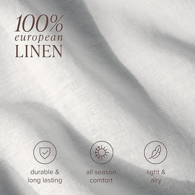Bare Home King Sheet Set - Luxury 100% European Linen - Deep Pockets - Easy Fit - 4 Piece Set - Bedding Sheets & Pillowcases (King, Glacier Grey)