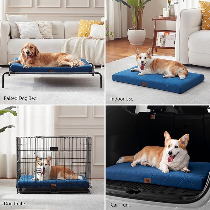 Warmrest Orthopedic XL Dog Bed Mat for Extra Large Dogs, Waterproof Dog Crate Bed with Removable Cover, Washable Pet Bed for Crate, 41"x28"