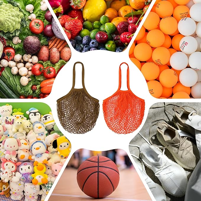 DRWSSR 2pcs Fashion Storage Mesh Bag Reusable Fruit Mesh Bag Shopping Mesh Bag Pure Cotton Portable Mesh Bag Shopping Bag
