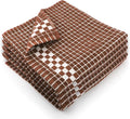 Fecido Classic Dark Kitchen Dish Towels with Hanging Loop - Heavy Duty Absorbent Dish Clothes - European Made 100% Cotton Tea Towels - Set of 4, Brown