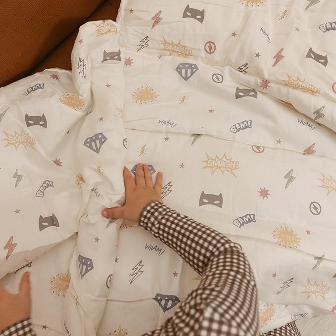 Makemake Organics GOTS Certified Organic Cotton Nap Mat with Detachable Pillow for Kids Soft Sleeping Bag for Toddlers, Boys, Girls - Ideal for Daycare, Preschool, Kindergarten